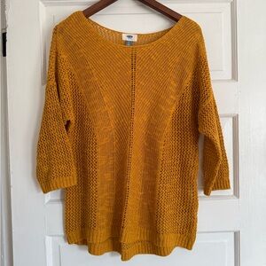 Old Navy Women's Mustard Yellow Open-Knit Sweater